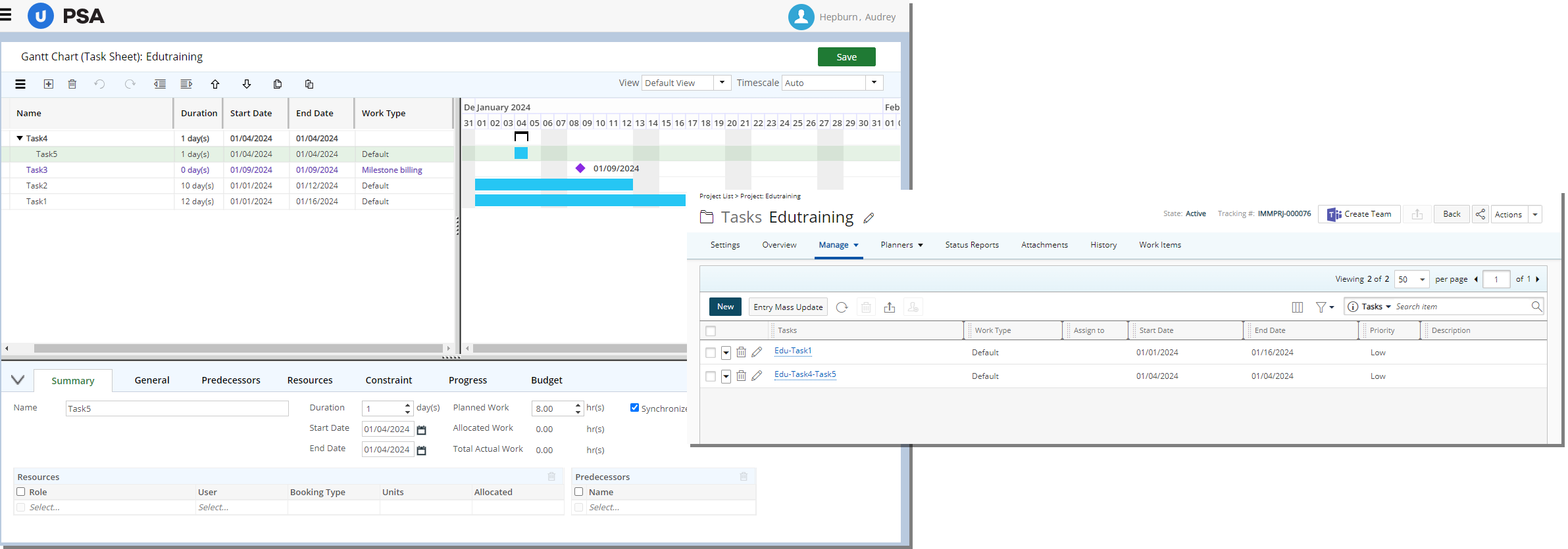 Synchronize UPP Tasks In PSA