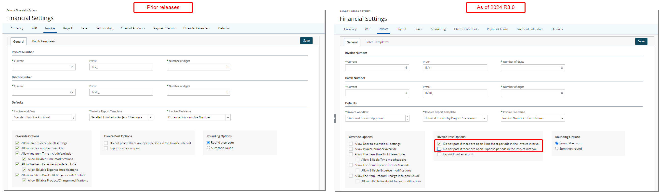 Do not post if there are open Expense periods in the Invoice interval