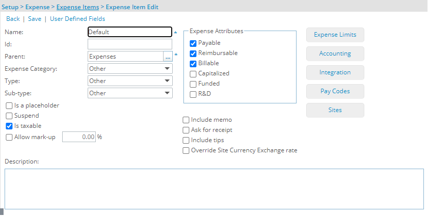 View expense item details