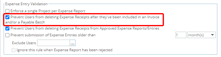 Prevent Users from deleting Expense Receipts