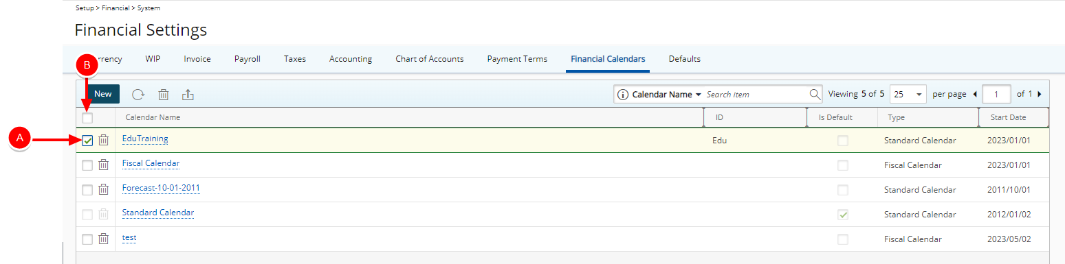 Select a single or multiple calendars