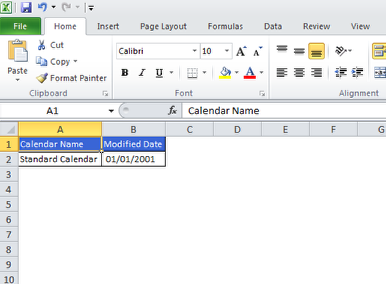 View the exported Calendar History in excel