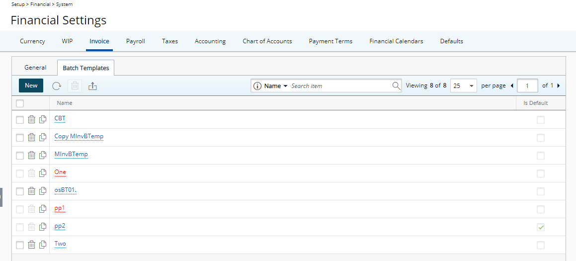 The Batch Templates tab