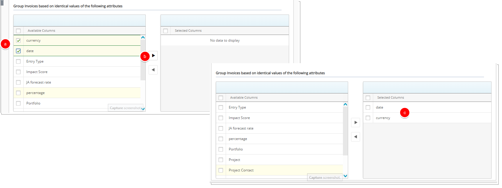 Select attributes