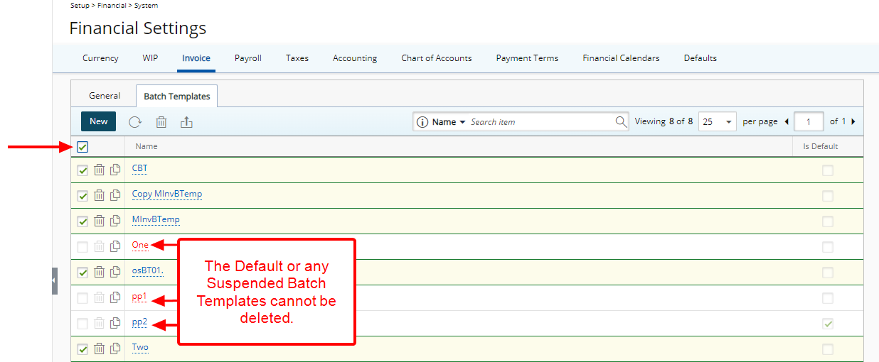 Click the header check box