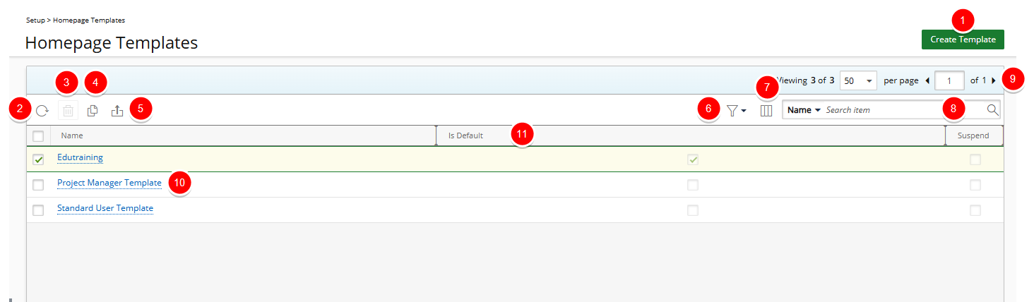 Homepage Templates Page Overview