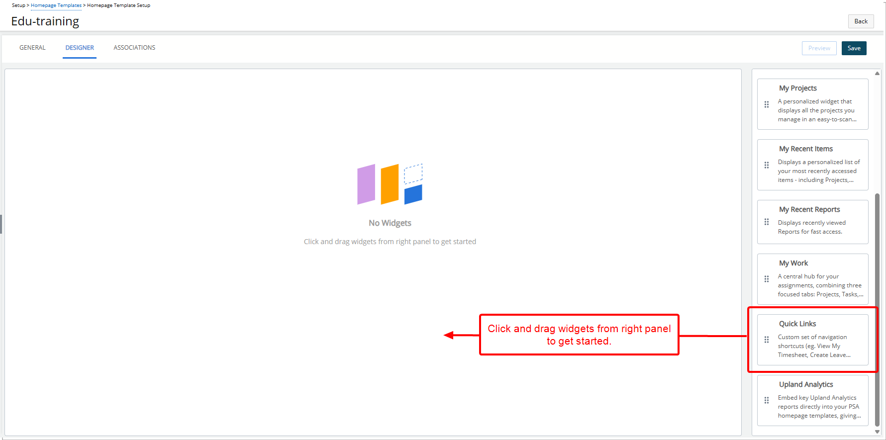 The Designer tab is your creative workspace — a drag-and-drop canvas where you can arrange content using a clean, snap-to-grid layout.