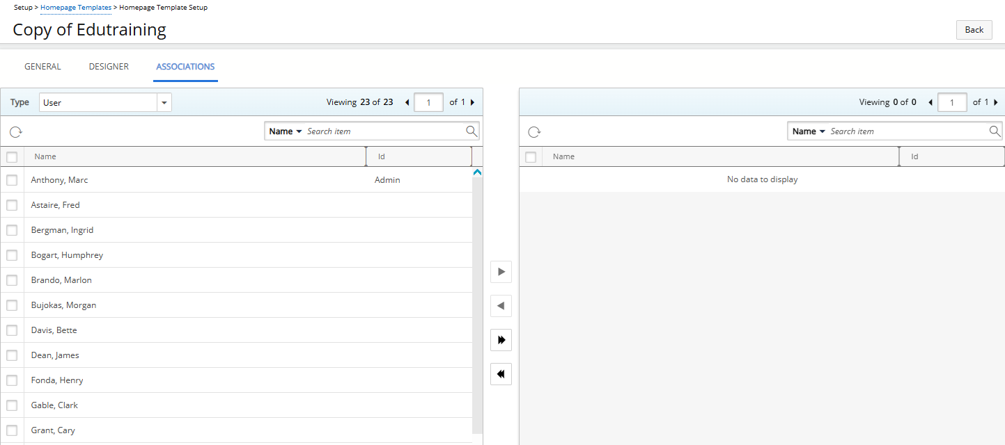 Associations from the original template are not copied and need to be set manually.