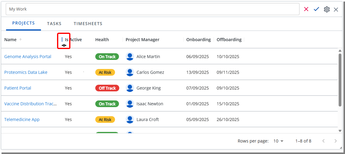 Configuration - Resize Column Widths