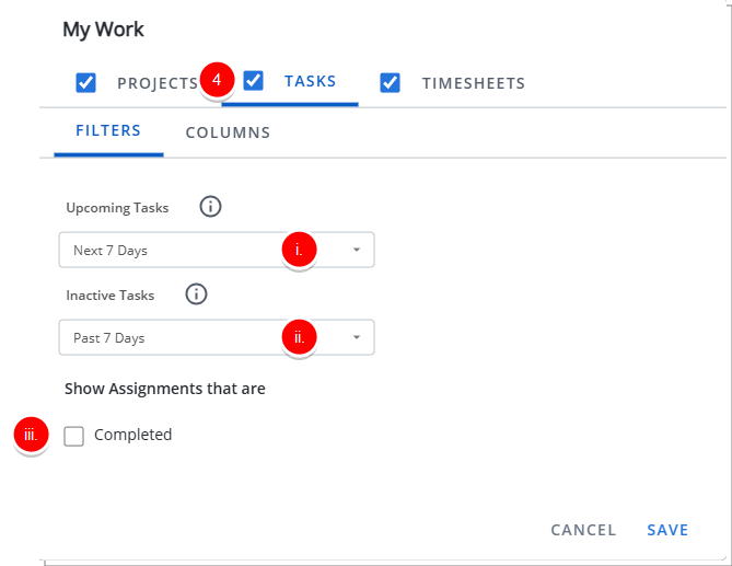 Configuration - Tasks tab