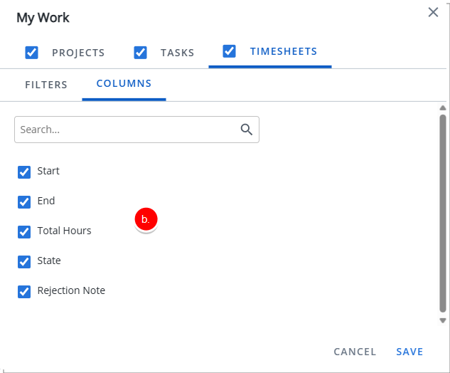Configuration - Timesheets tab