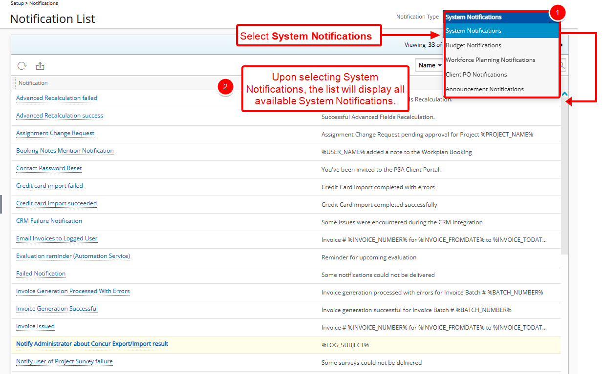 System Notifications