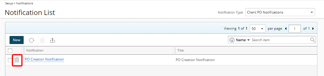 Delete Client PO  Notification