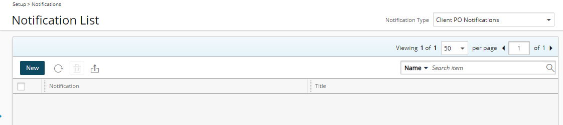 View Client Notifications List page