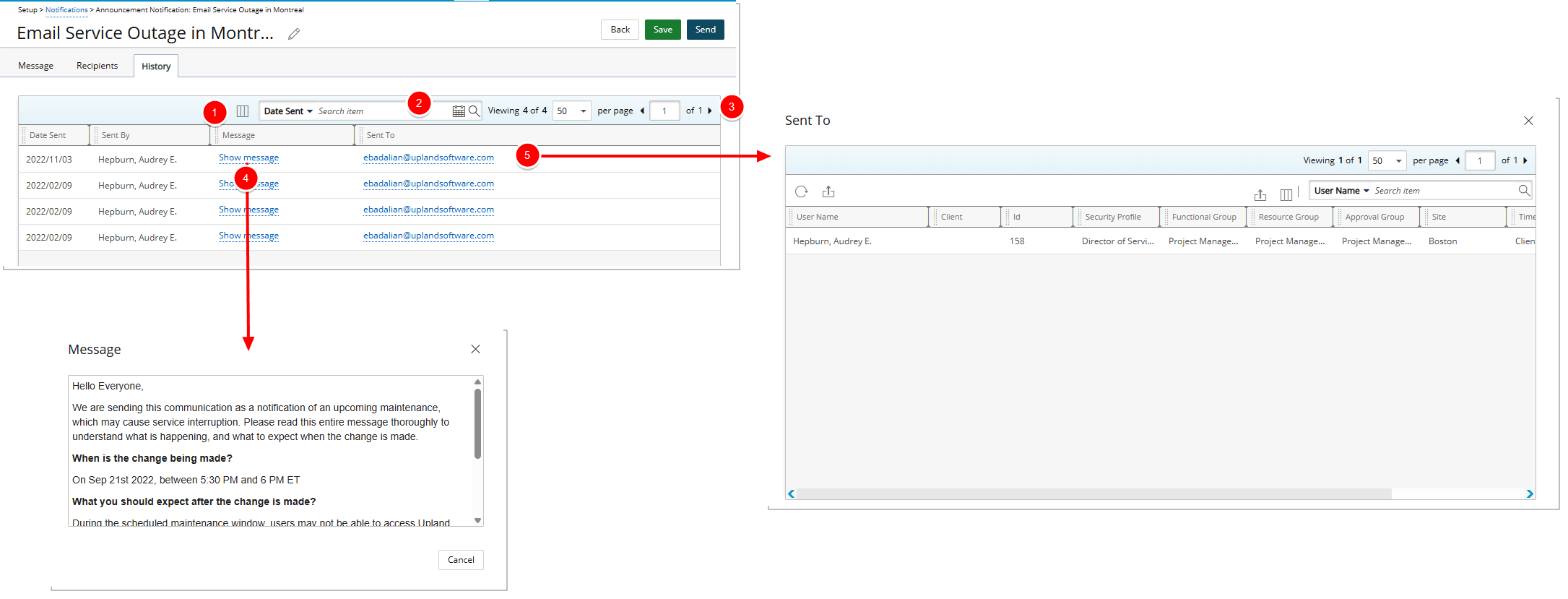 Access Notifications List