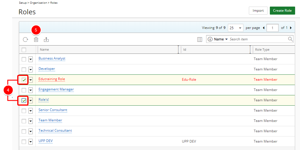 Click the check box(es) of Role(s)