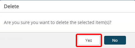Click Yes to confirm deletion