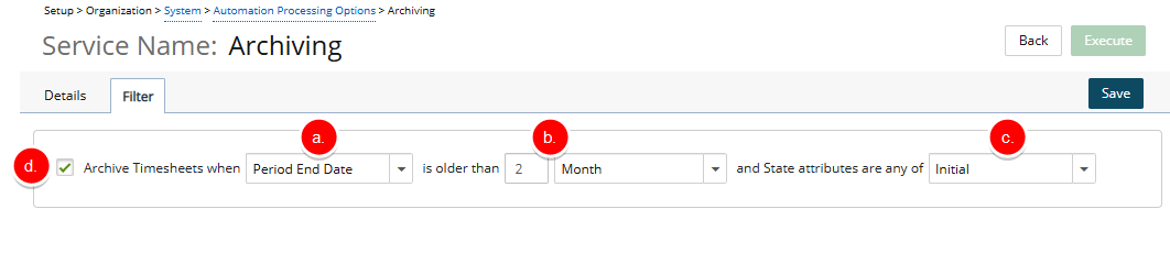 Configure the general details of the Archive Service