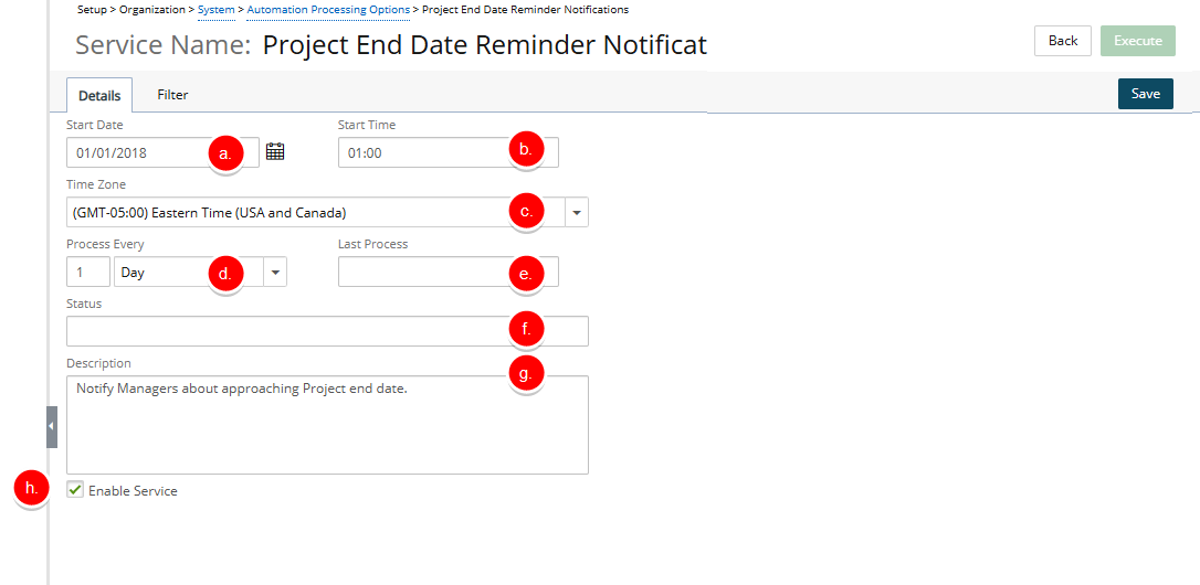 Configure the general details of the Archive Service