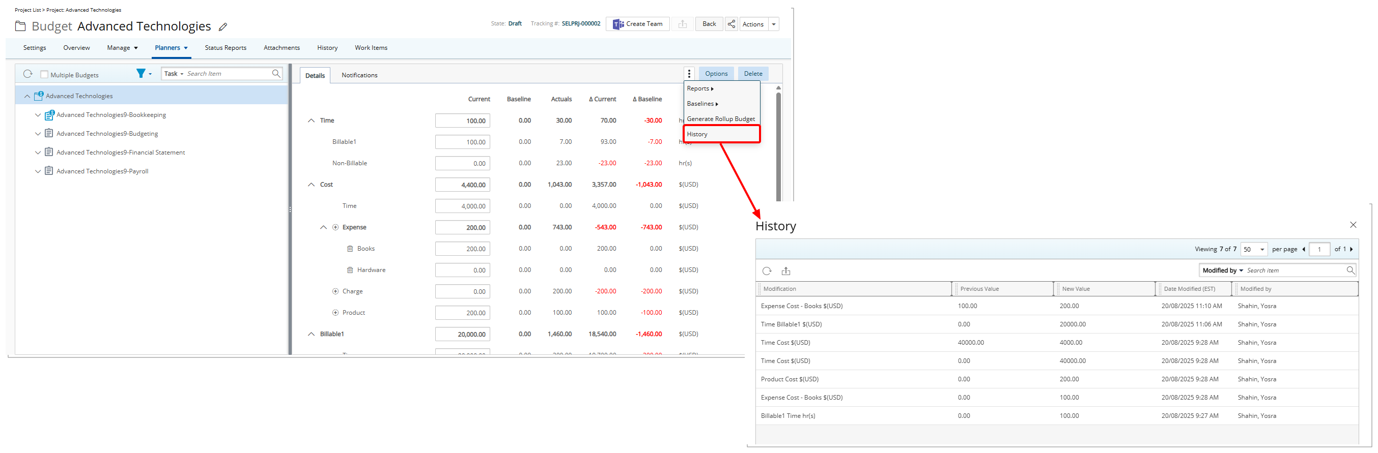 With the User Detailed Auditing turned on, detailed changes made to  user fields across the General, Personal, Security, and User Defined Fields (UDFs) tabs are captured and can be reviewed in the new History tab available on the User Edit page.