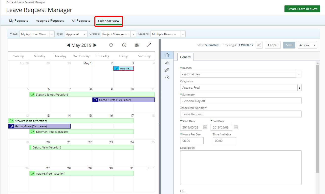 View Calendar View
