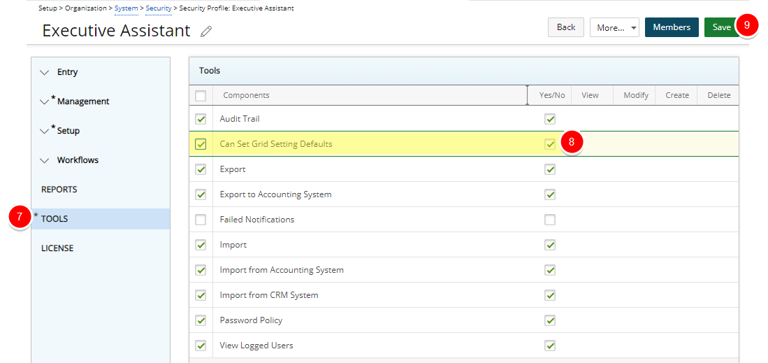 Select the Entry / Workforce Planning Rights