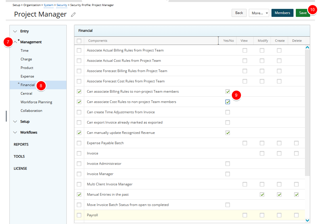 Select the required Permissions