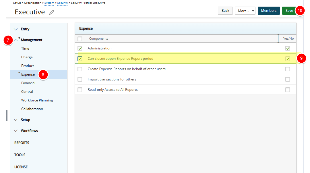 Can close/reopen Expense Report periods
