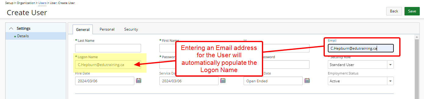 Email is selected