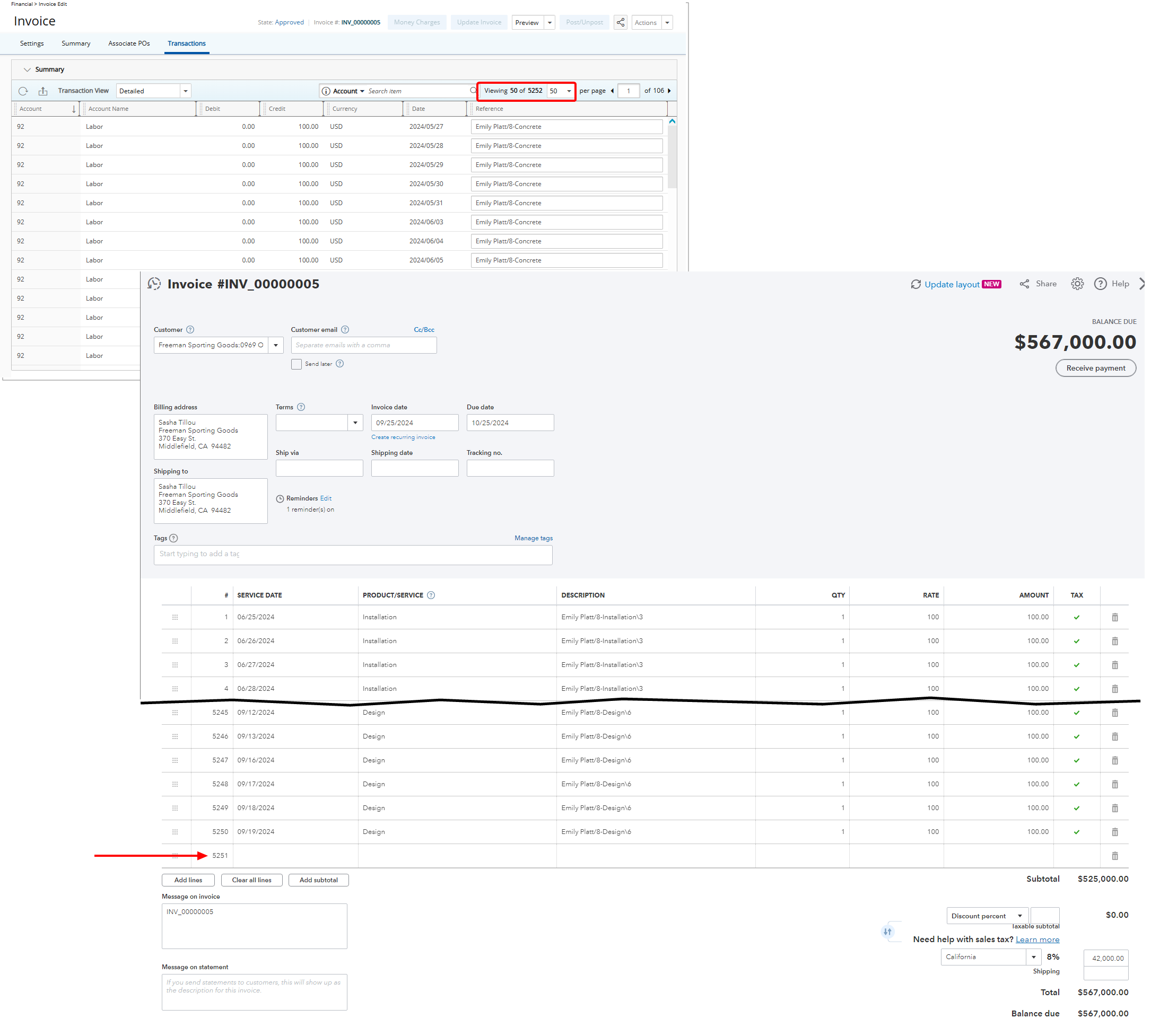 When Export Summarized Transactions to QuickBooks Online is Turned off