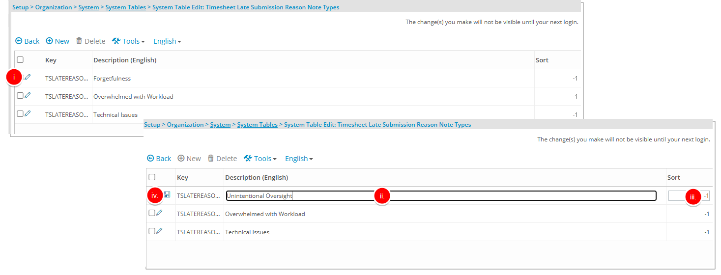 Timesheet Late Submission Reason Note Types