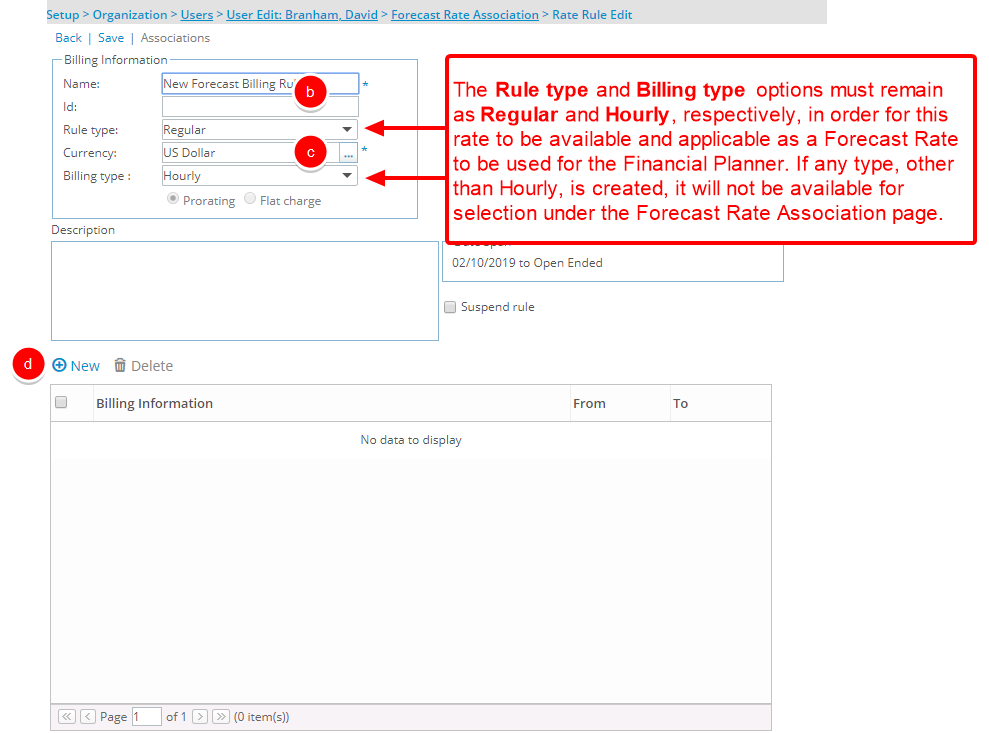 Enter required information
