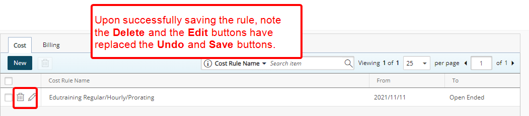 View the saved forecast billing rule