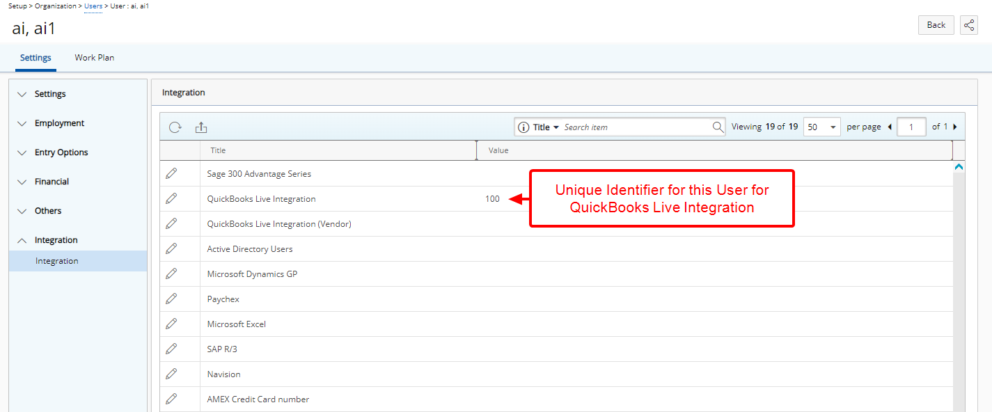 Unique Identifier for this User for QuickBooks Live Integration