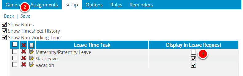 Clear the Display in Leave Request option