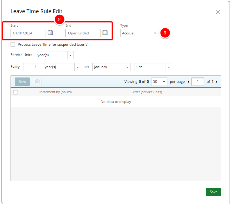 Edit Leave Time Rule