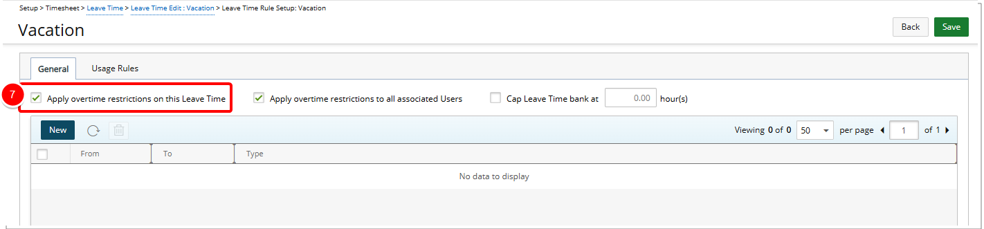 Apply overtime restrictions on this Leave Time