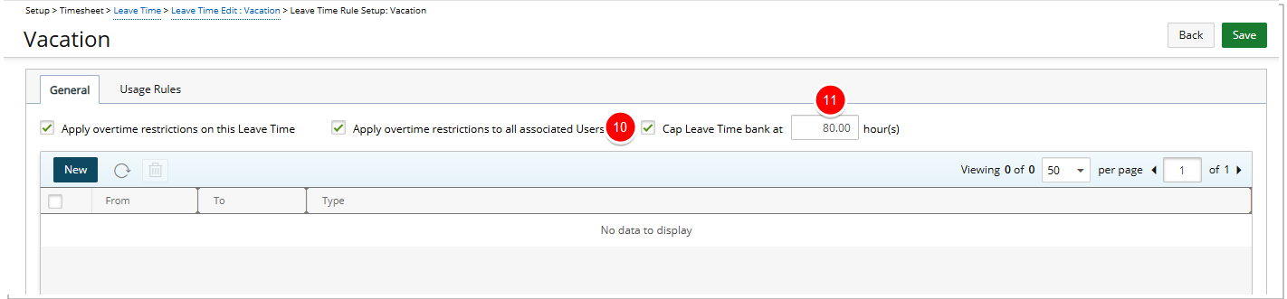 Cap Leave Time bank at <x> hour(s)