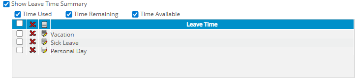 Show Leave Time Summary section