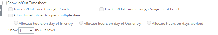 Show In/Out Timesheet section