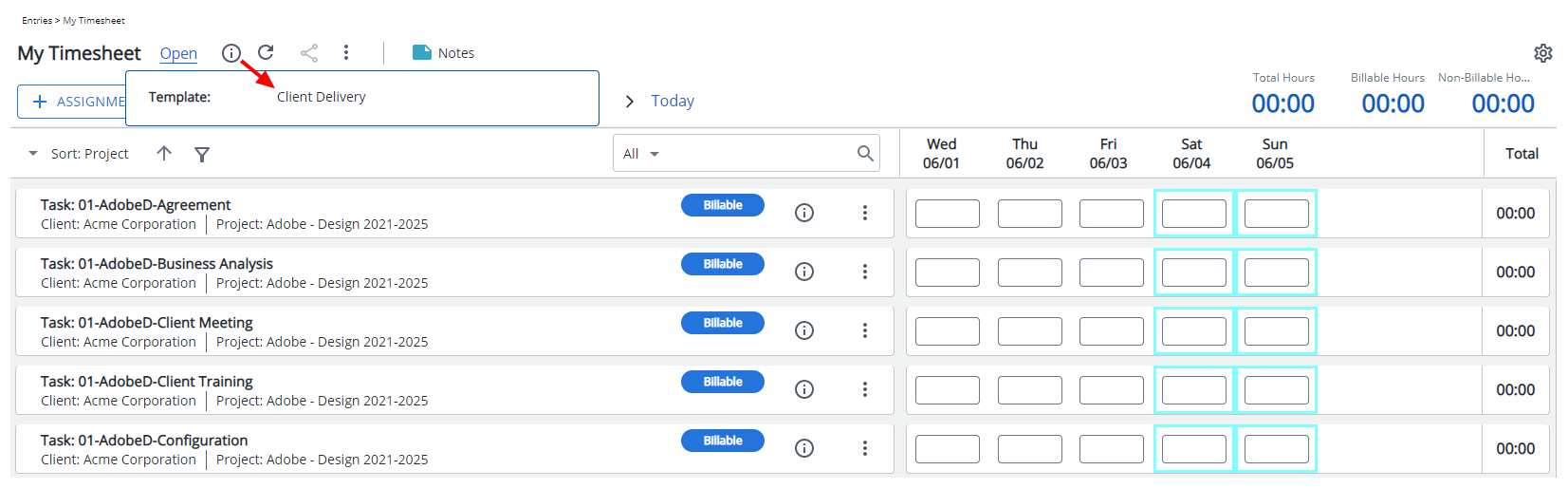 As a user making an entry on, or reviewing, the timesheet