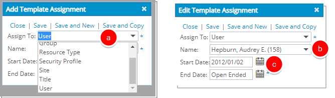 Assign the timesheet template