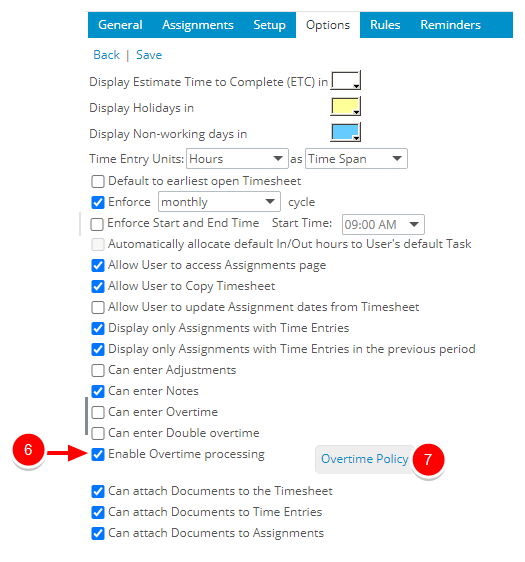 Click Enable Overtime processing