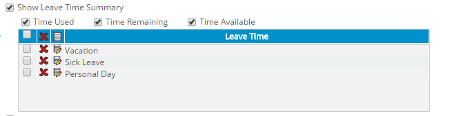Show Leave Time Summary Frame