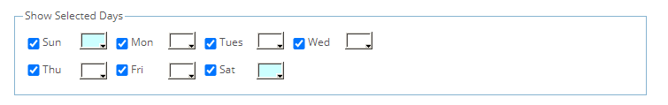 Show Selected Days frame
