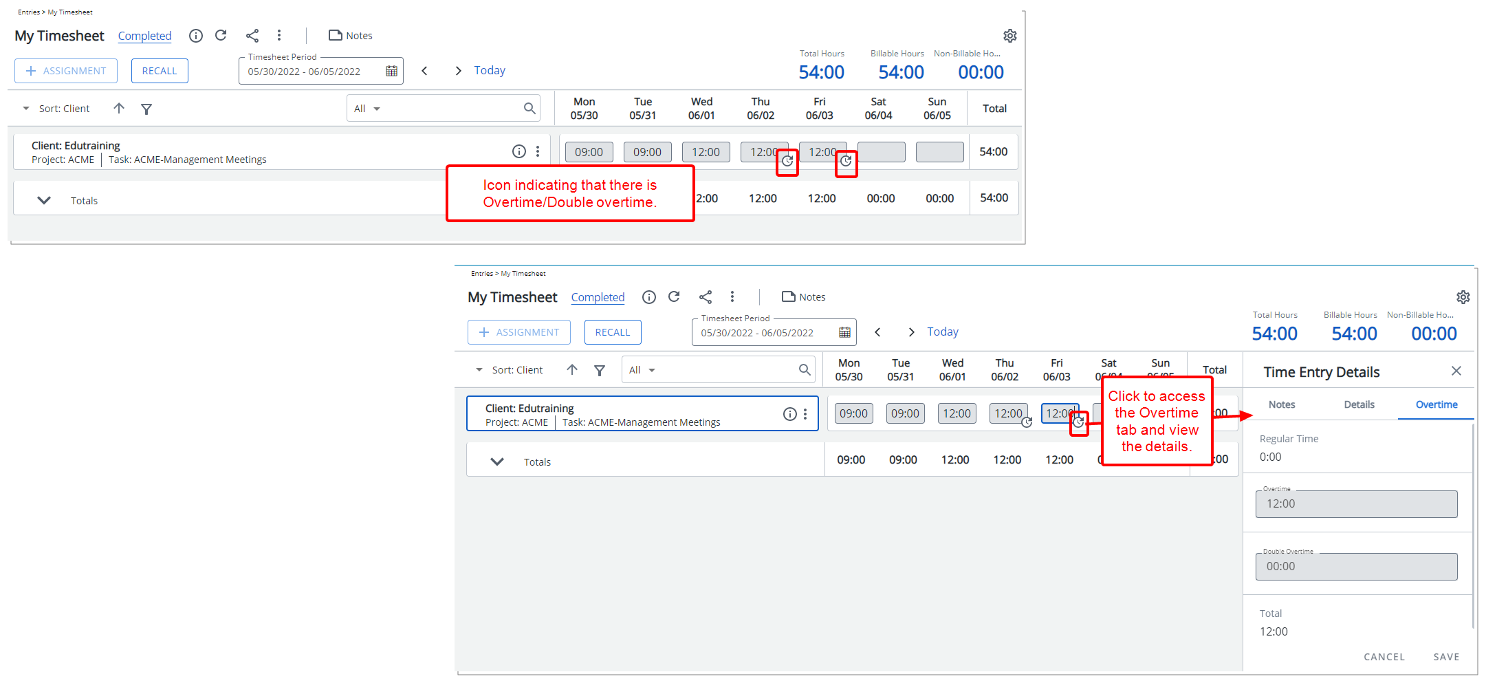 View the My Timesheet page