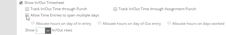 Show In/Out Timesheet Frame