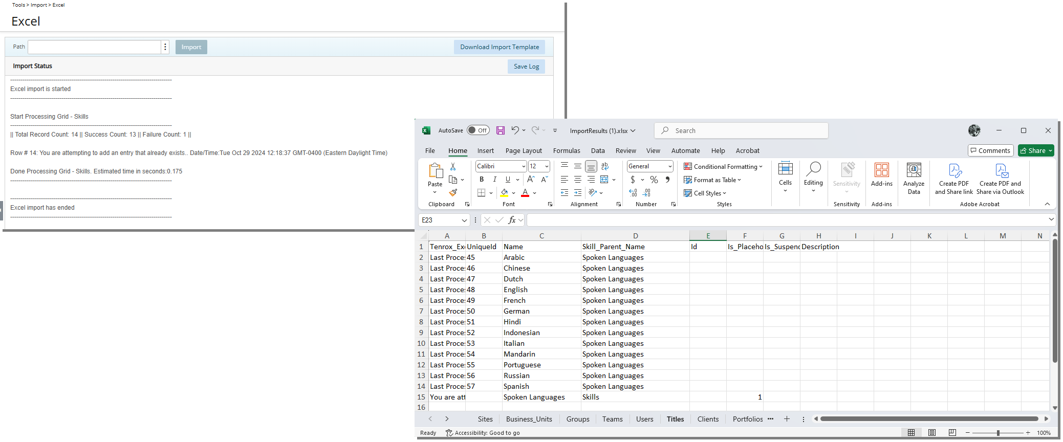 View the Import Status