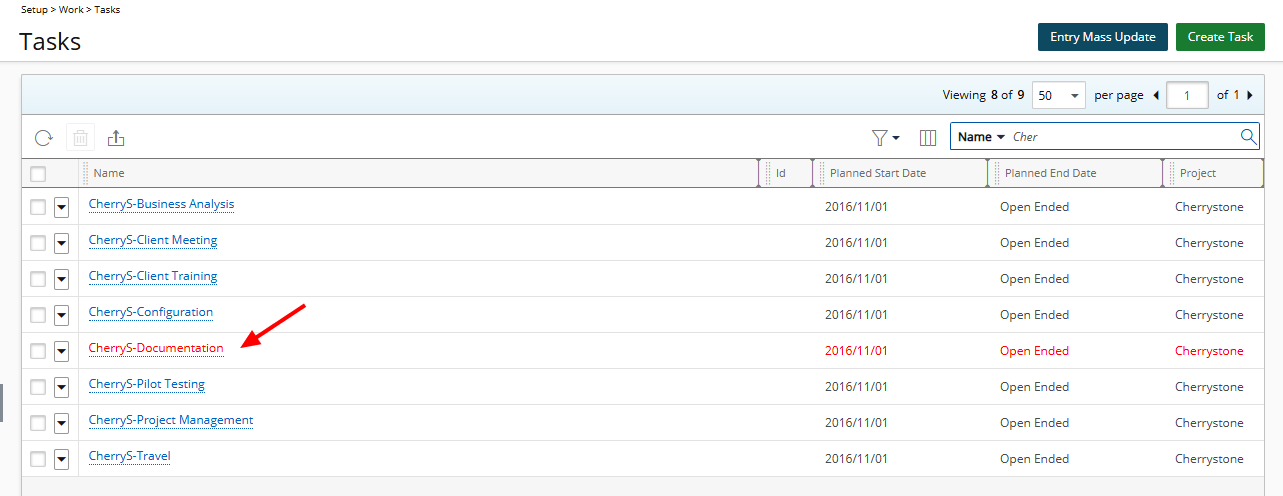 View the updated Tasks list