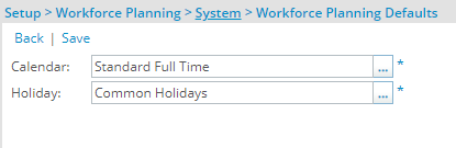 View Workforce Planning System Defaults page